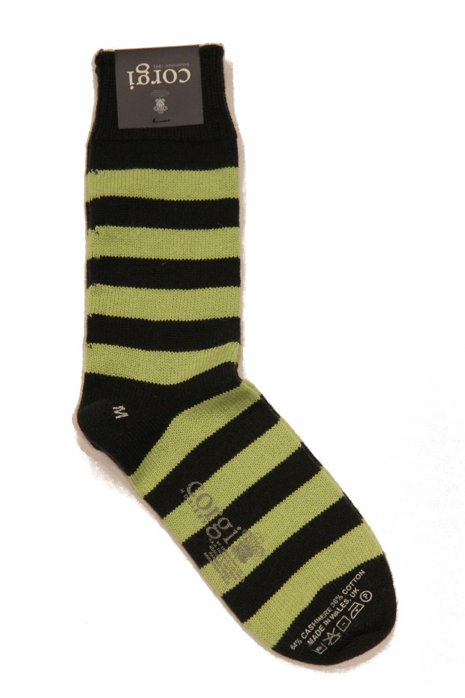 Corgi Cashmere Cotton Blend: Navy and Green Medium