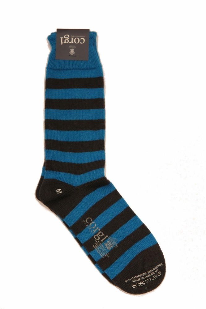 Corgi Cashmere Cotton Blend: Blue and Grey Medium