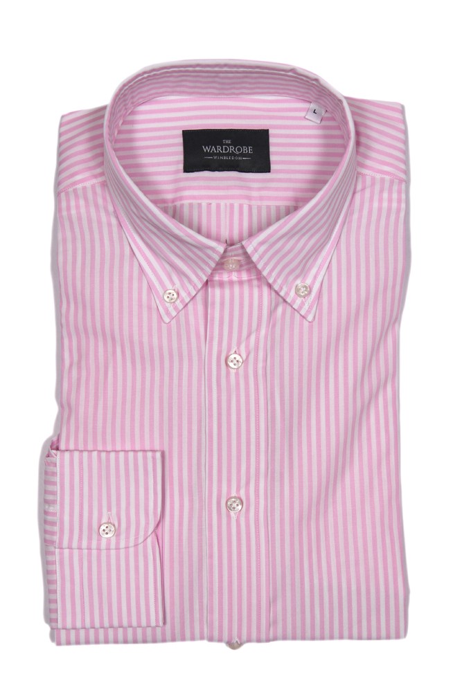 The Wardrobe Casual Shirt: Pink and White Bengal Stripe