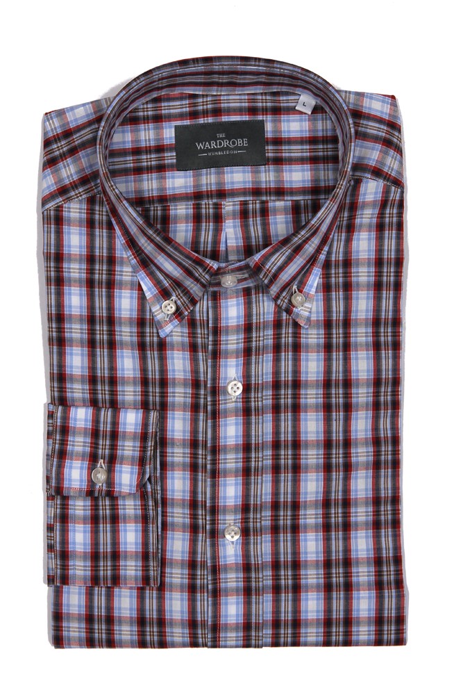 The Wardrobe Casual Shirt: Red and White Plaid