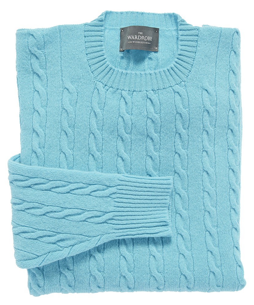 The Wardrobe Sweater: Turquoise Cable Knit